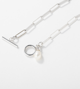 SQUARE CHAIN PEARL CHARM ANKLET