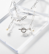 SQUARE CHAIN PEARL CHARM ANKLET