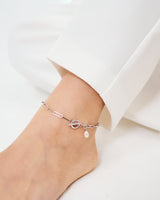 SQUARE CHAIN PEARL CHARM ANKLET