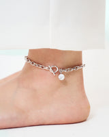 LINK CHAIN STONE CHARM ANKLET