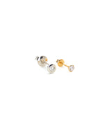 BEZEL DIAMOND PIERCED EARRING(SINGLE)