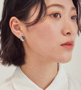 PEARL PLATE PIERCED EARRING(SINGLE)