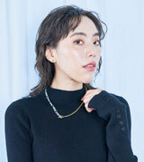 BICOLOR IRREGULAR FIGARO CHAIN NECKLACE