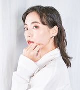 PEARL PLATE PIERCED EARRING(SINGLE)