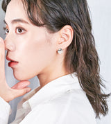 PEARL PLATE PIERCED EARRING(SINGLE)