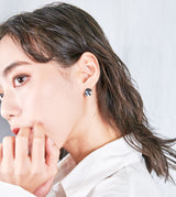 PEARL PLATE PIERCED EARRING(SINGLE)