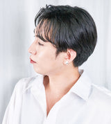 PEARL PLATE PIERCED EARRING(SINGLE)