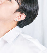 PEARL PLATE PIERCED EARRING(SINGLE)