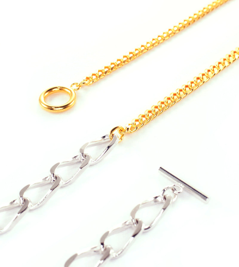 BICOLOR IRREGULAR  CURB CHAIN NECKLACE