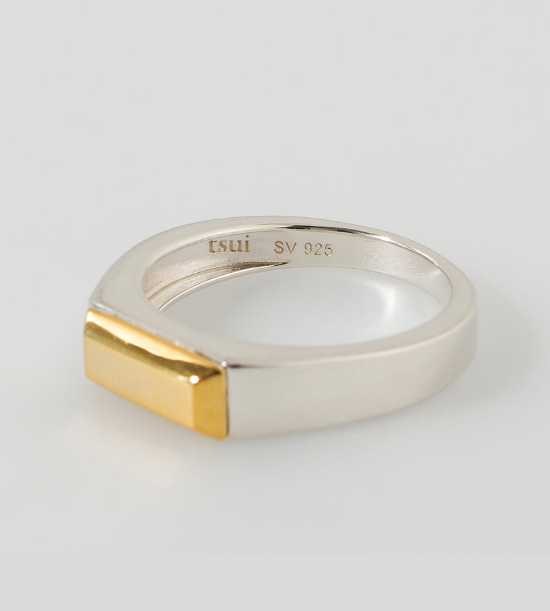 BICOLOR SIGNET RING (THIN)