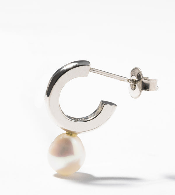 PEARL HOOP PIERCED EARRINGS （SINGLE）