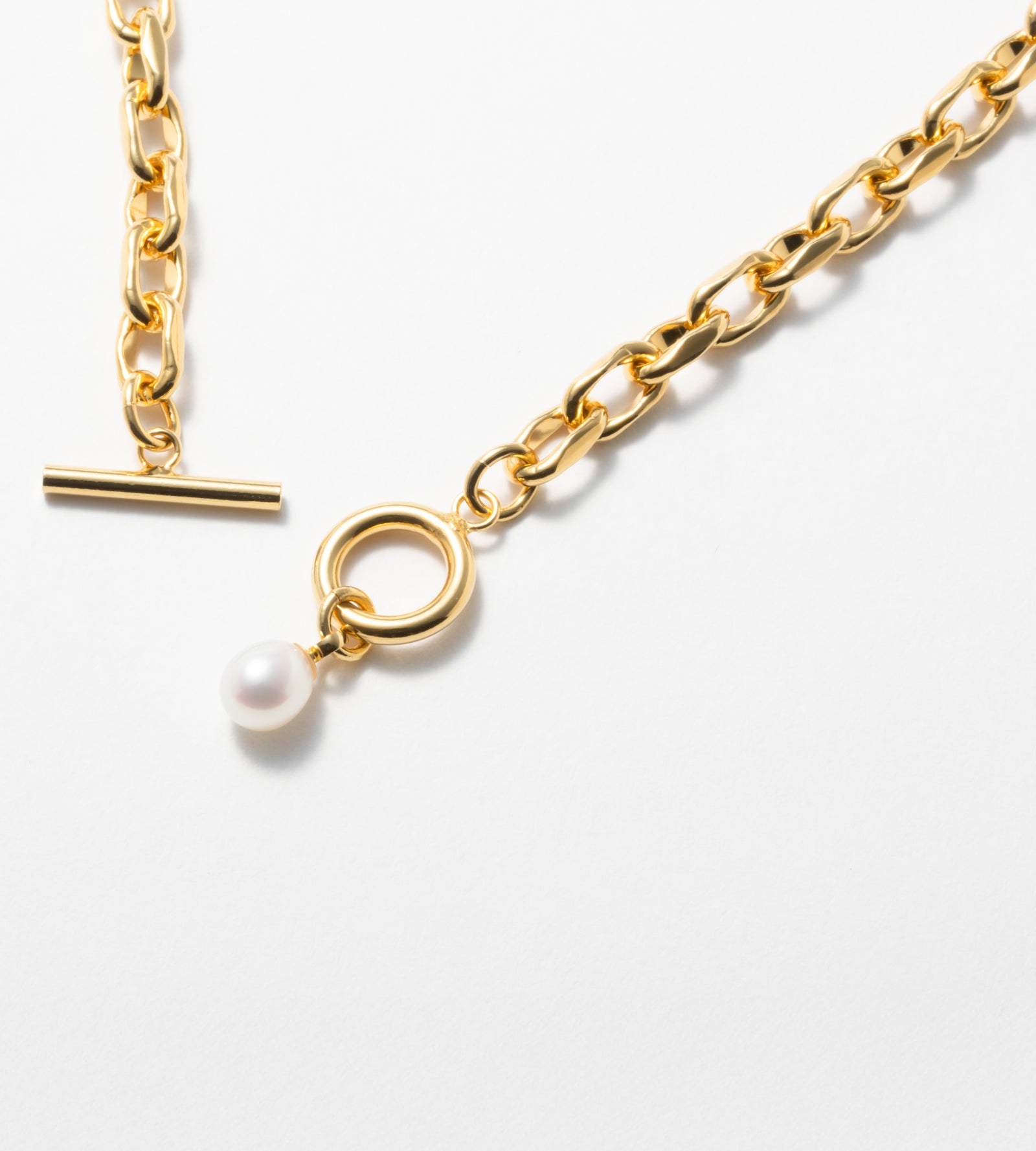 LINK CHAIN PEARL CHARM NECKLACE - tsui