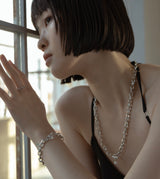 LARGE LINK CHAIN PEARL CHARM NECKLACE