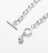 LINK CHAIN GRAY PEARL CHARM NECKLACE