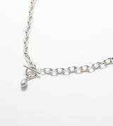 LINK CHAIN GRAY PEARL CHARM NECKLACE