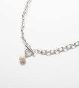 LINK CHAIN STONE CHARM NECKLACE