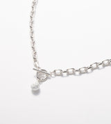 LINK CHAIN STONE CHARM NECKLACE