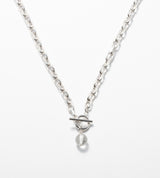 LINK CHAIN STONE CHARM NECKLACE