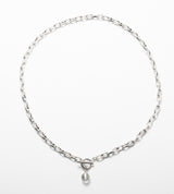 LINK CHAIN STONE CHARM NECKLACE