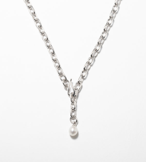 LINK CHAIN END PEARL NECKLACE