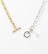 SMALL LINK CHAIN PEARL CHARM NECKLACE