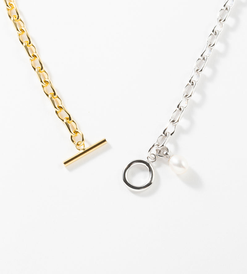 SMALL LINK CHAIN PEARL CHARM NECKLACE