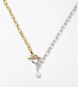 SMALL LINK CHAIN PEARL CHARM NECKLACE