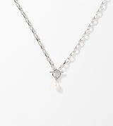 SMALL LINK CHAIN PEARL CHARM NECKLACE