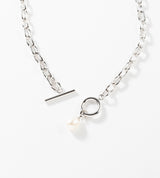 SMALL LINK CHAIN PEARL CHARM NECKLACE