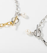 SMALL LINK CHAIN PEARL CHARM NECKLACE