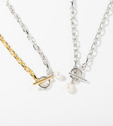 SMALL LINK CHAIN PEARL CHARM NECKLACE
