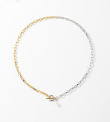 SMALL LINK CHAIN PEARL CHARM NECKLACE