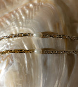 SMALL LINK CHAIN PEARL SETTING NECKLACE