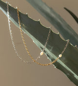 SMALL LINK CHAIN PEARL SETTING NECKLACE