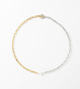SMALL LINK CHAIN PEARL SETTING NECKLACE