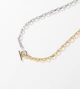 SMALL LINK CHAIN PEARL SETTING NECKLACE