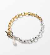 LINK CHAIN PEARL CHARM BRACELET