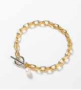 LINK CHAIN PEARL CHARM BRACELET