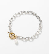 LINK CHAIN PEARL CHARM BRACELET