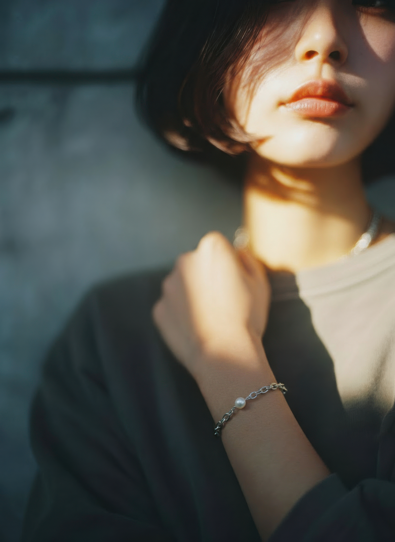 LINK CHAIN PEARL SETTING BRACELET