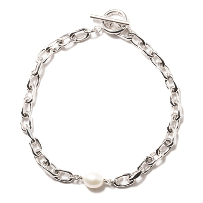 LINK CHAIN PEARL SETTING BRACELET