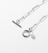 SQUARE CHAIN PEARL CHARM BRACELET