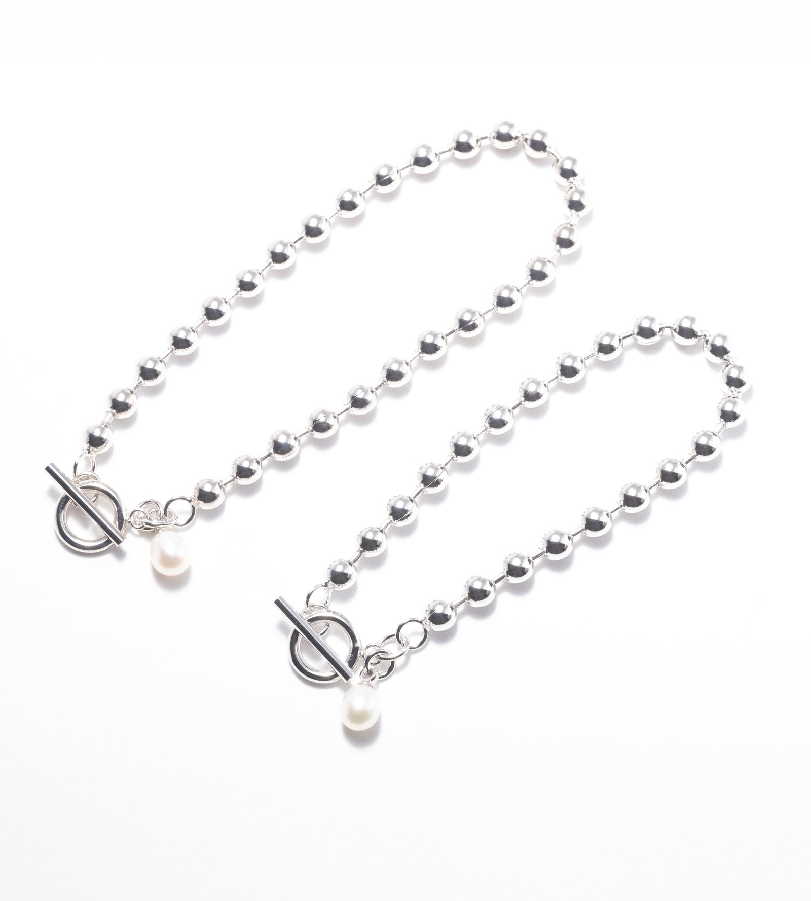 BALL CHAIN PEARL CHARM BRACELET - tsui