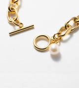 LARGE LINK CHAIN PEARL CHARM BRACELET 【一部予約注文：1/22頃発送】
