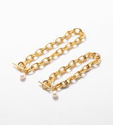 LARGE LINK CHAIN PEARL CHARM BRACELET 【一部予約注文：1/22頃発送】