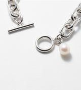 LARGE LINK CHAIN PEARL CHARM BRACELET 【一部予約注文：1/22頃発送】