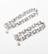 LARGE LINK CHAIN PEARL CHARM BRACELET 【一部予約注文：1/22頃発送】