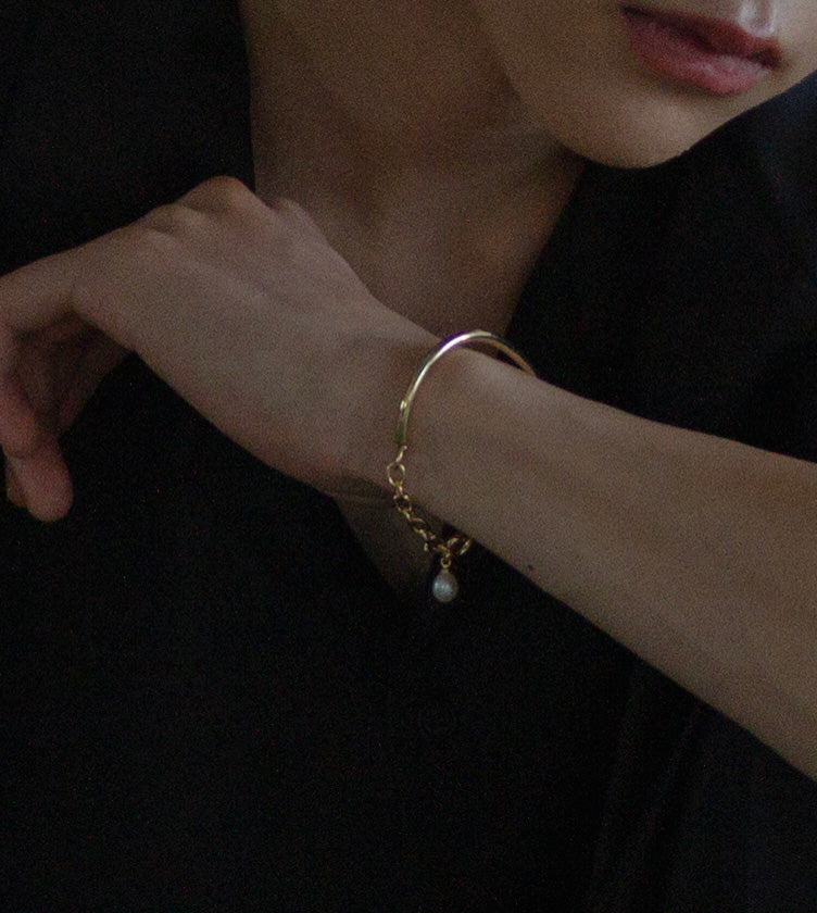 【予約注文】CHAIN PEARL BANGLE (Brass)