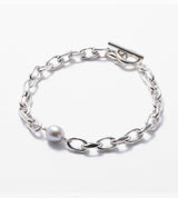 LINK CHAIN GRAY PEARL CHARM BRACELET