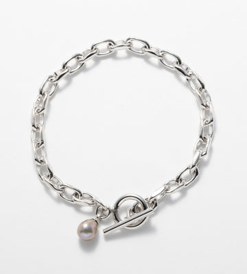 LINK CHAIN GRAY PEARL CHARM BRACELET